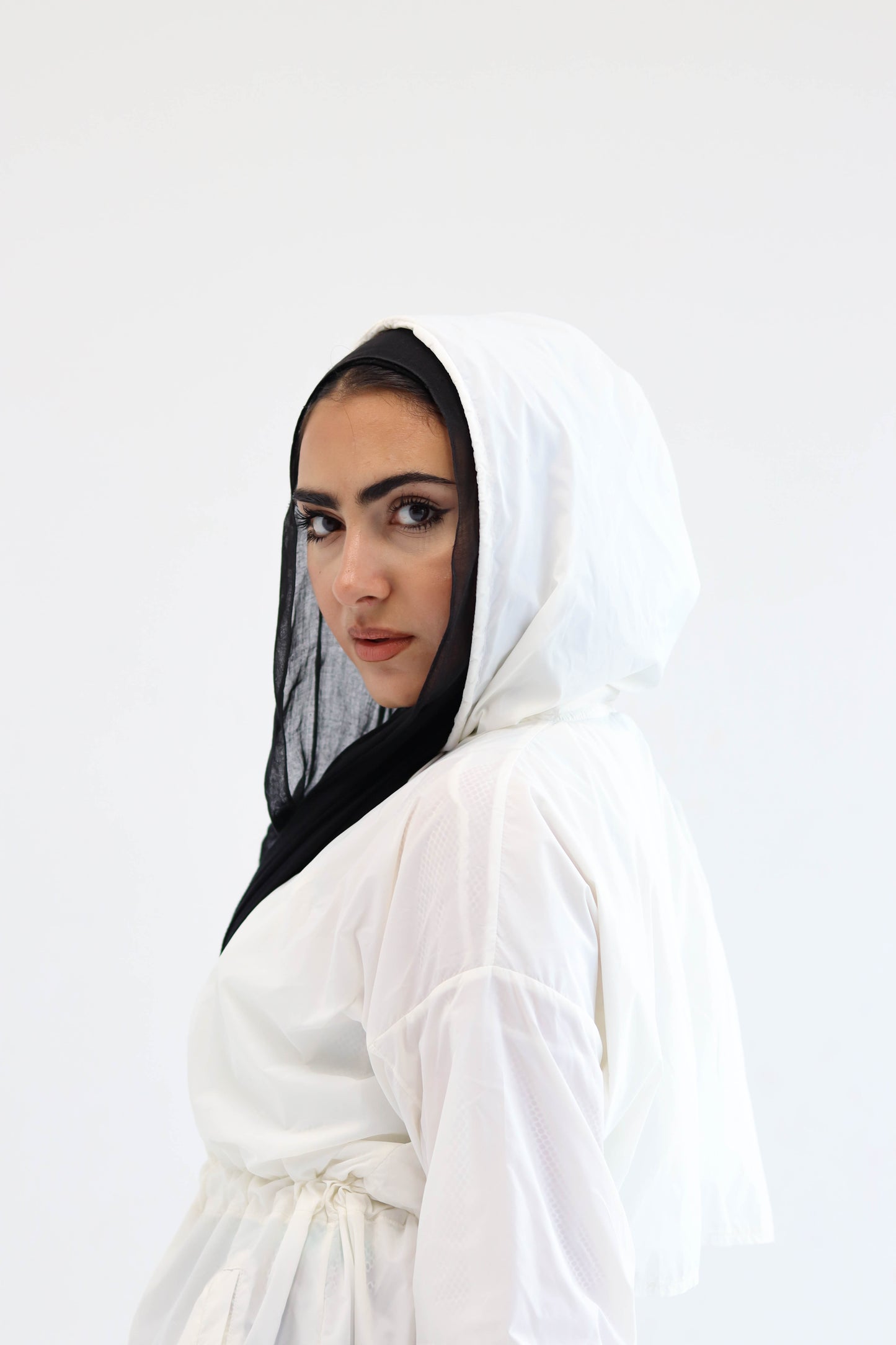 white Performance rain coat