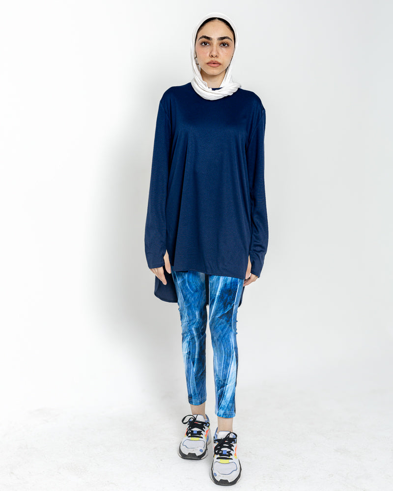 long navy blue breeze top