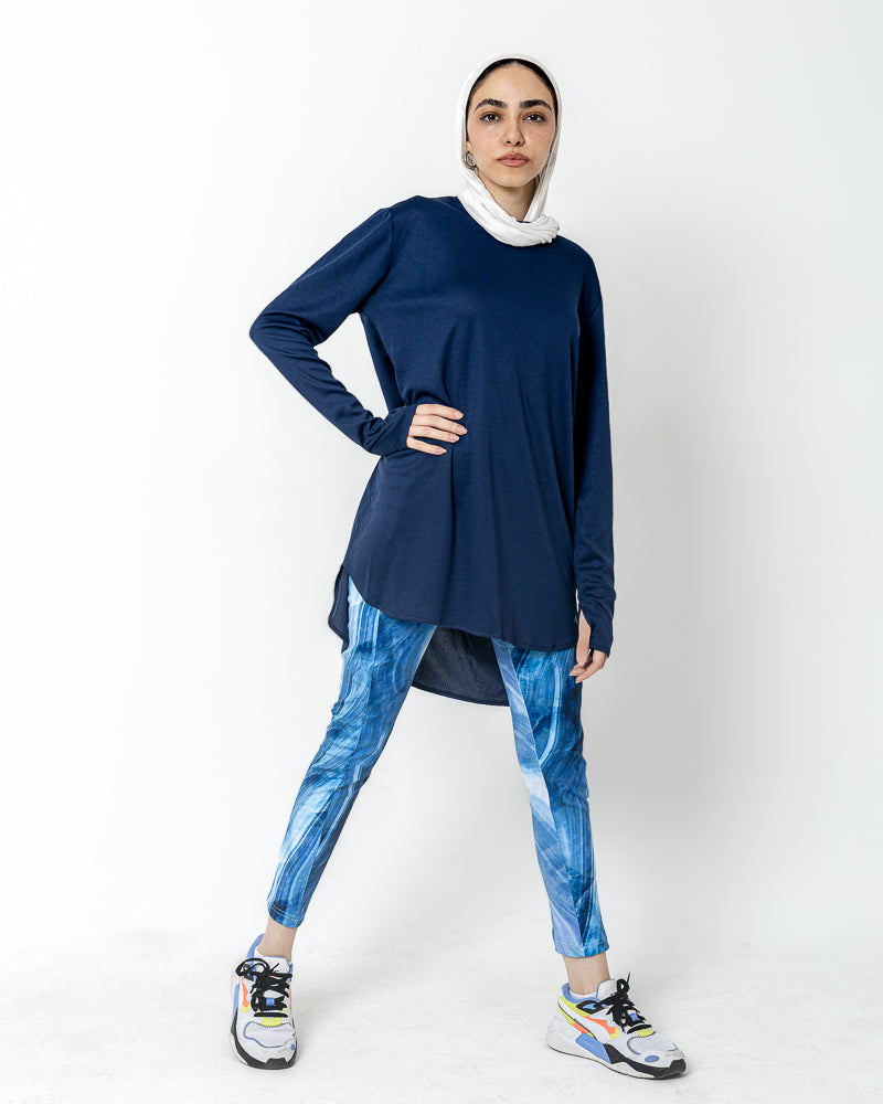 long navy blue breeze top