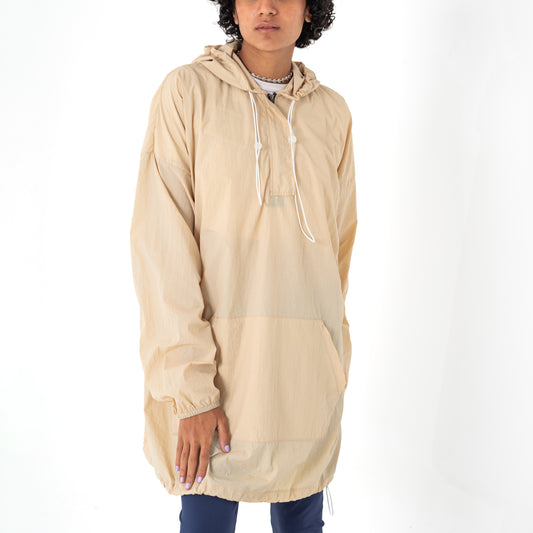 half zip Hoodie-Beige