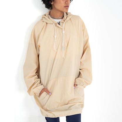 half zip Hoodie-Beige