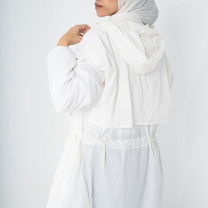 white Performance rain coat