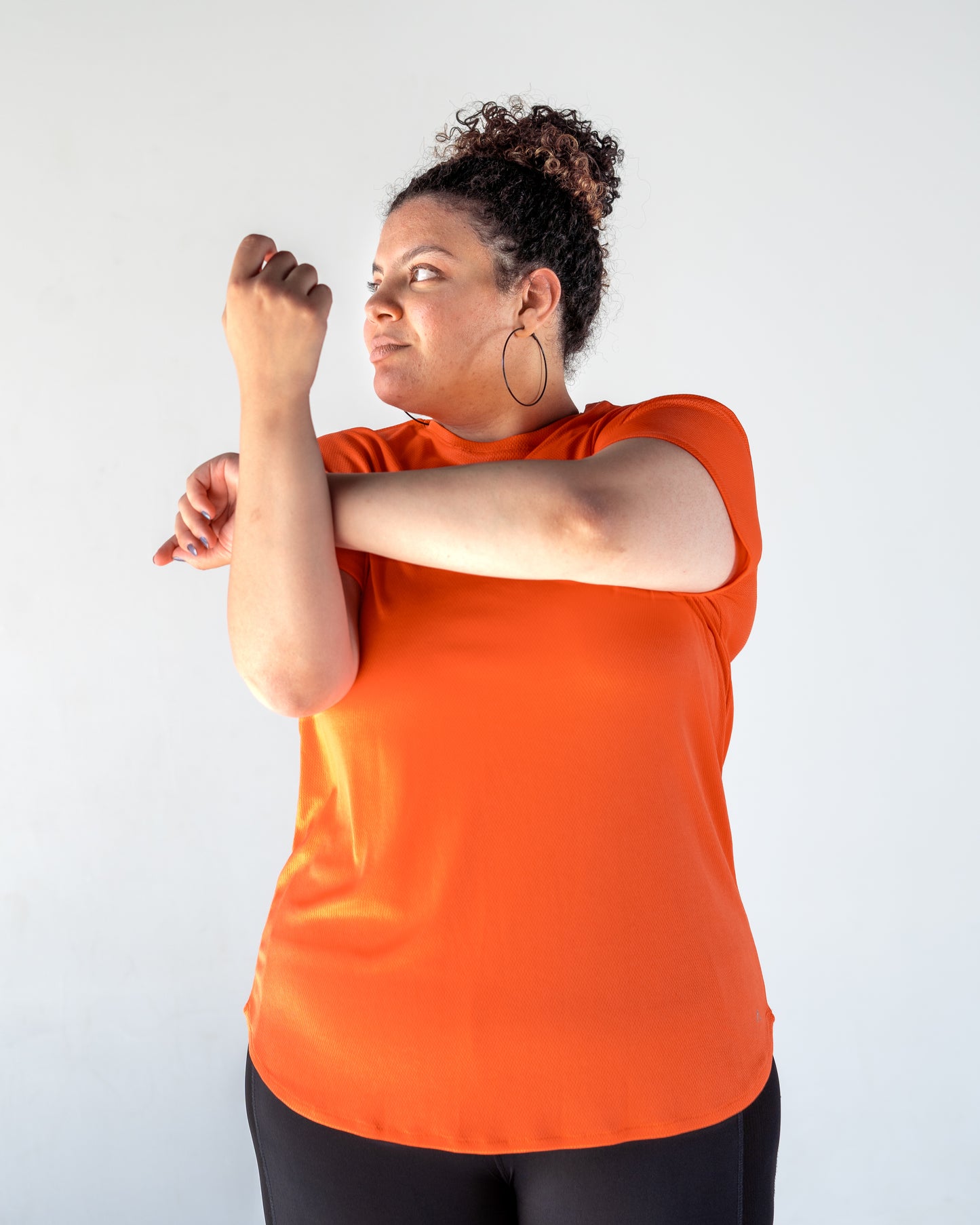 half sleeves orange breeze top