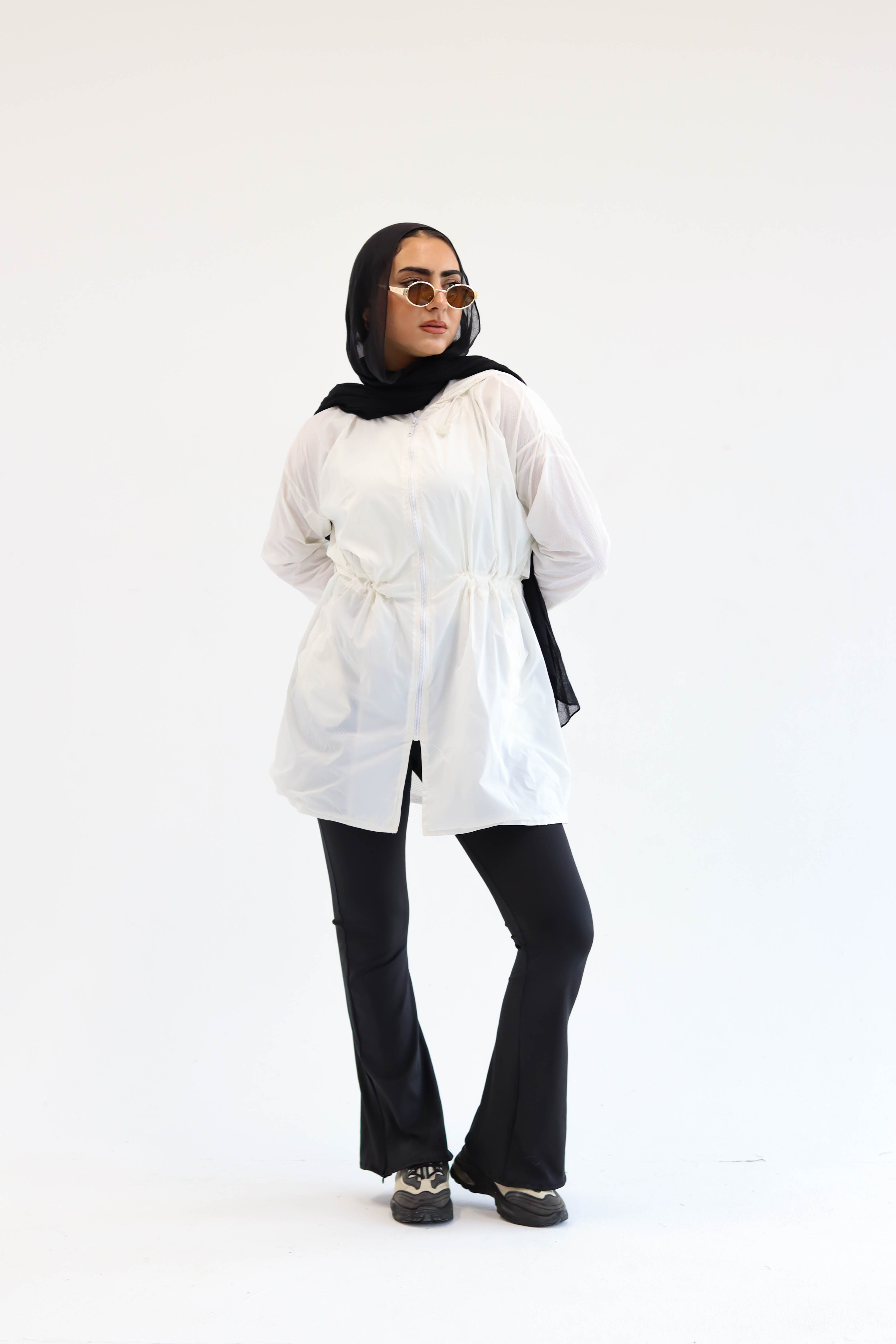 white Performance rain coat