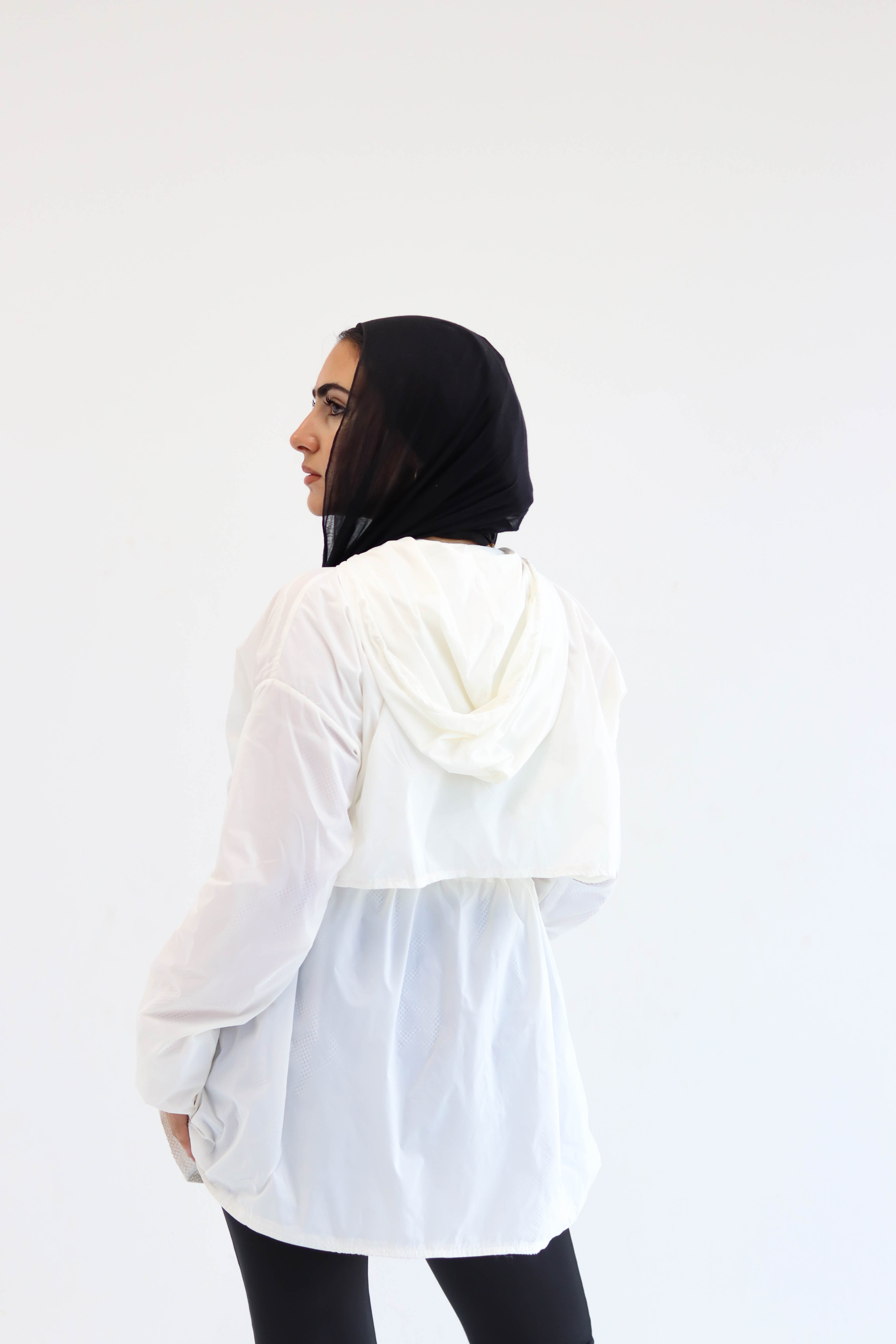 white Performance rain coat