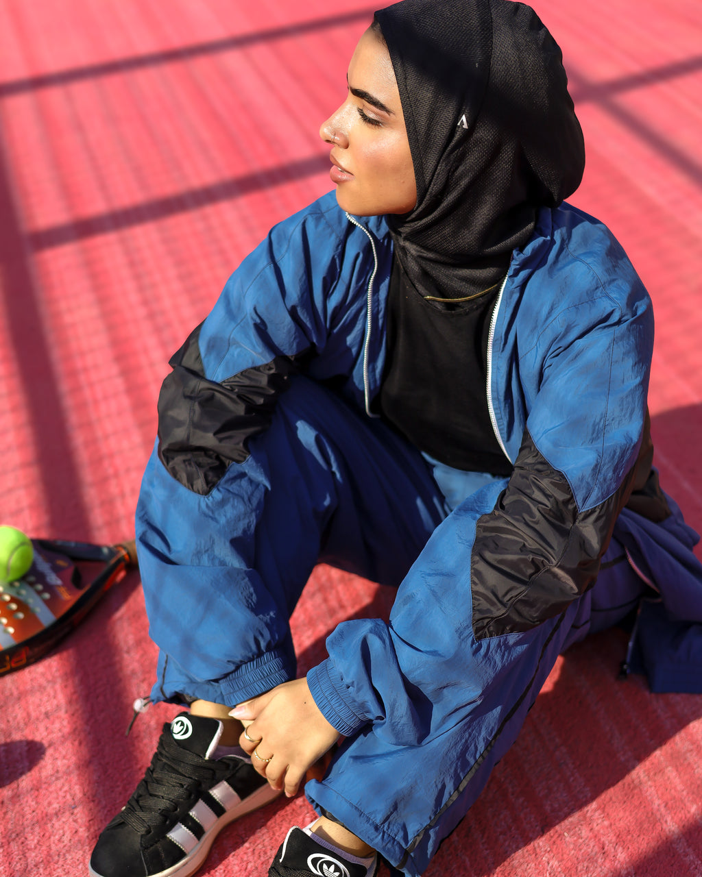 Retro blue track suit