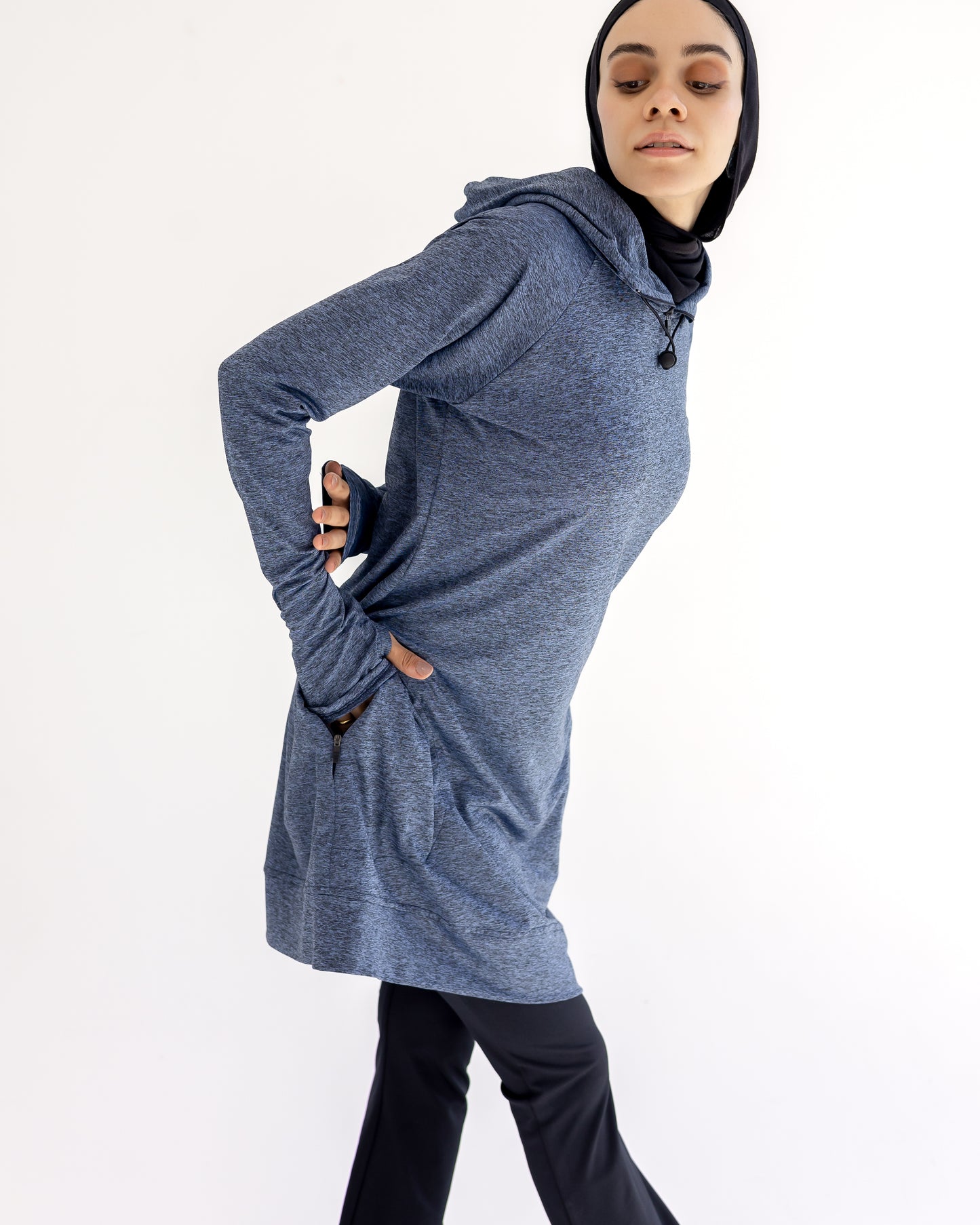No scarf top- Dusty Blue