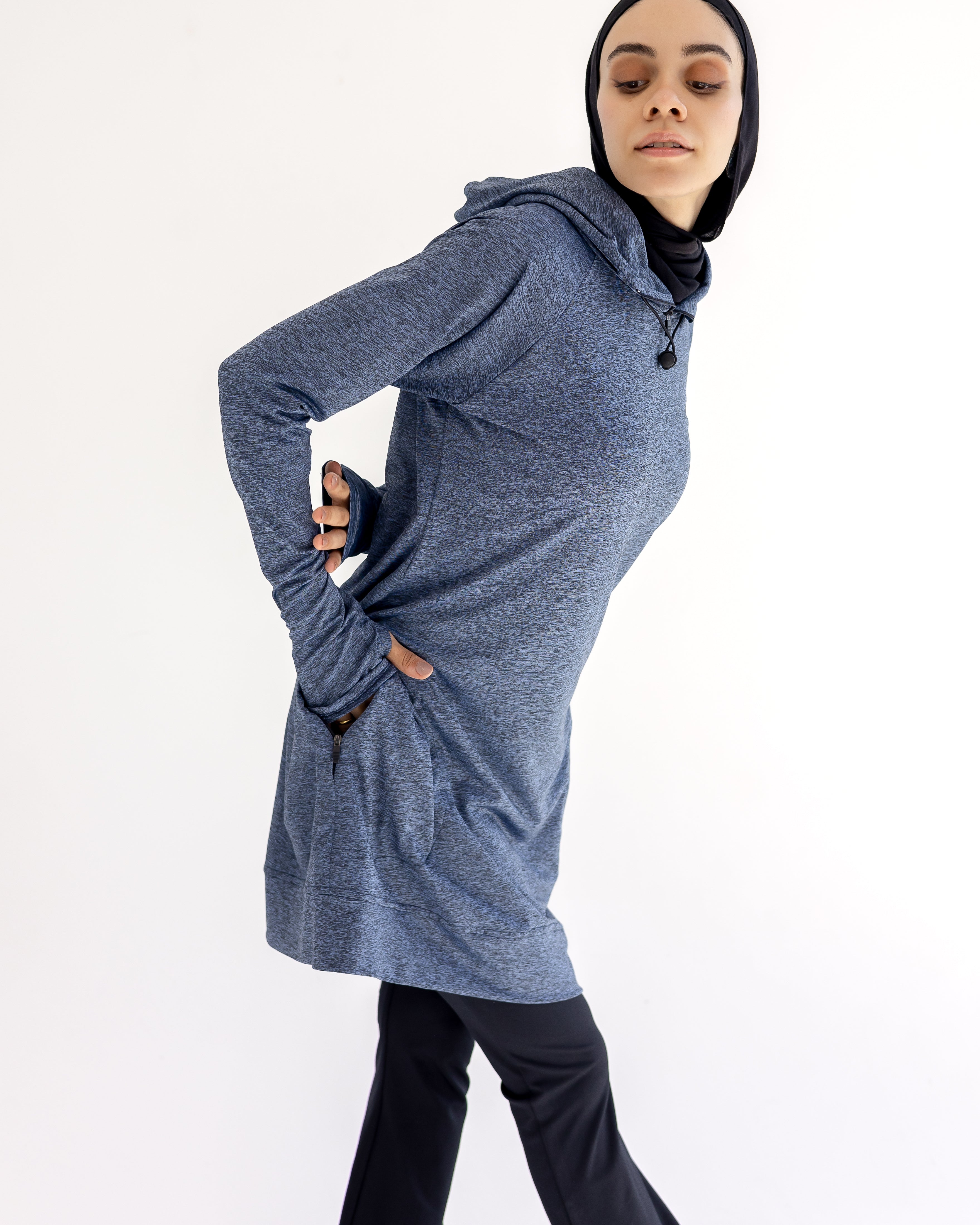 No scarf top- Dusty Blue